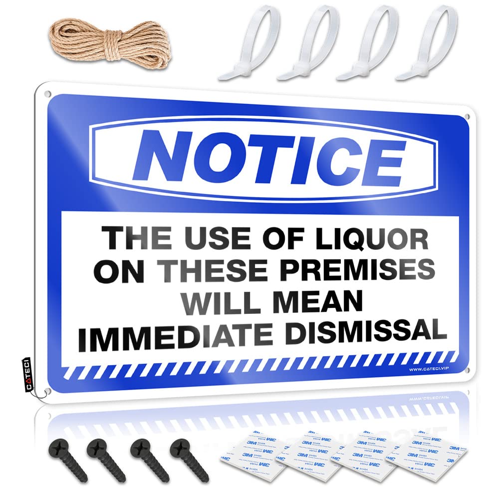 HELIOFORGE Wall Signs Notice The Use Of Liquor On These Premises Will Mean Immediate Dismissal Tin Sign Boys Room Decor Teenager Funny Poster Sign(30X40CM)