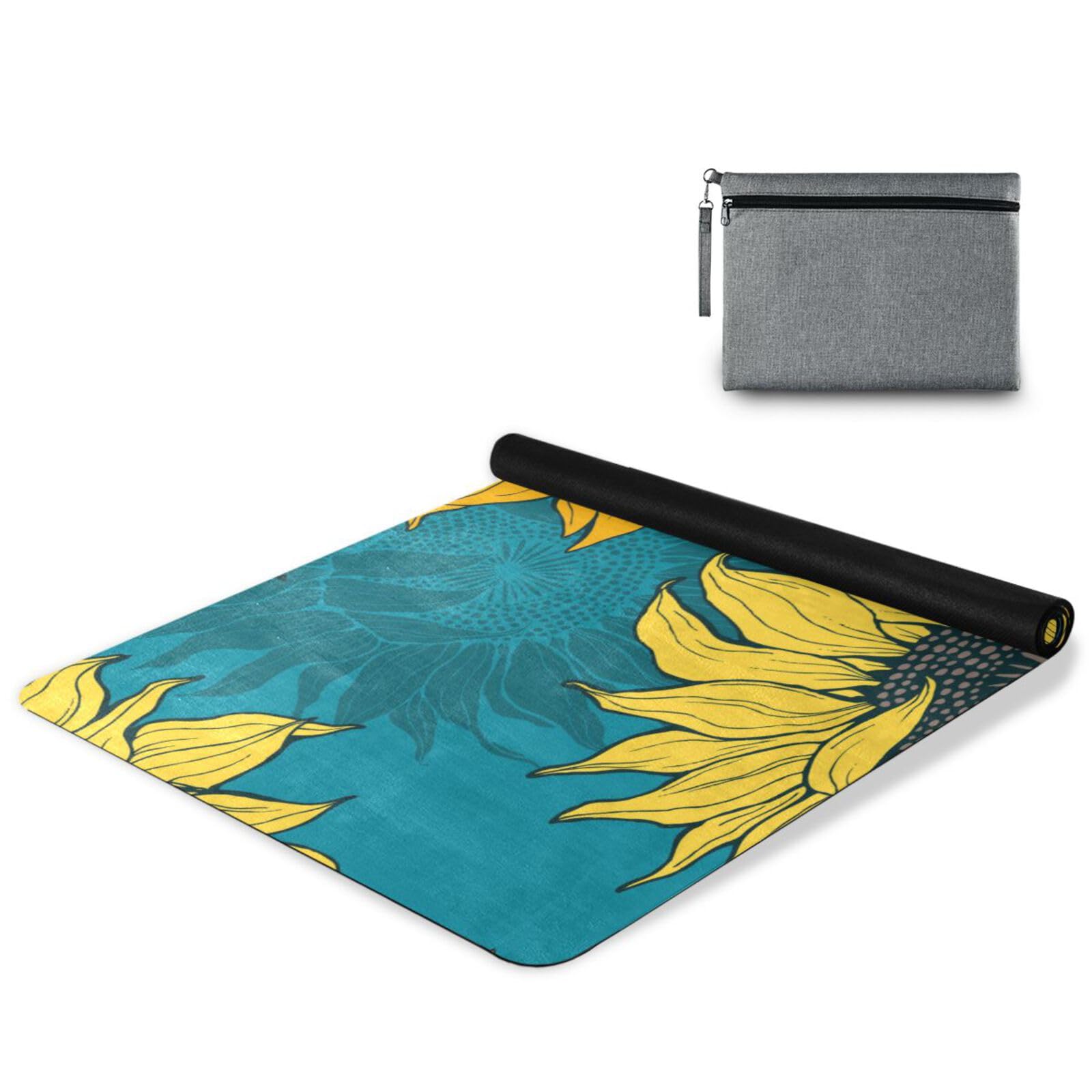 BOENLE Dream Sunflower Yoga Mat for Home Workout Fitness Mat for Women Non Slip Exercise Mats with Storage Bag