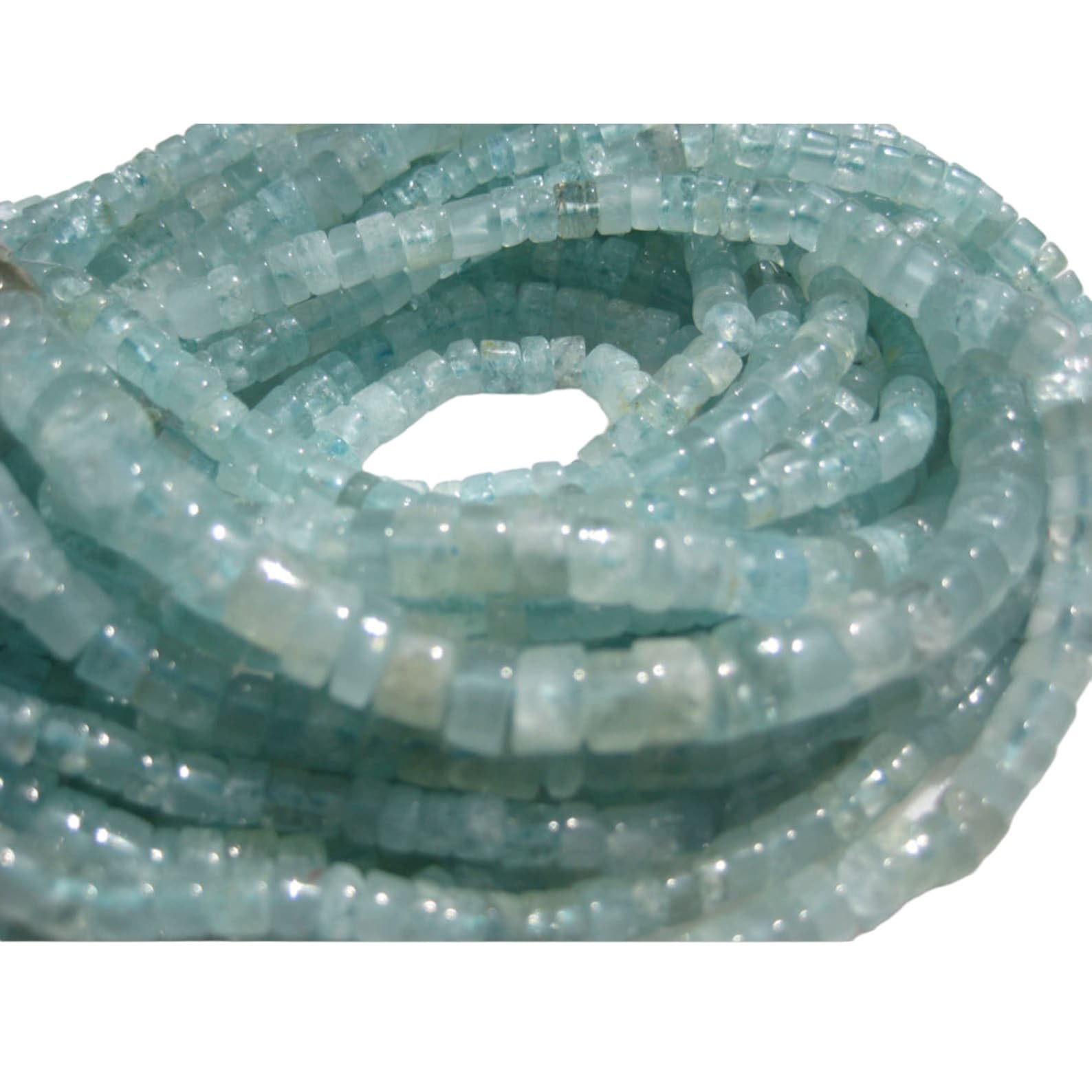Perles rondelles aigue-marine pour colliers et bracelets d'été