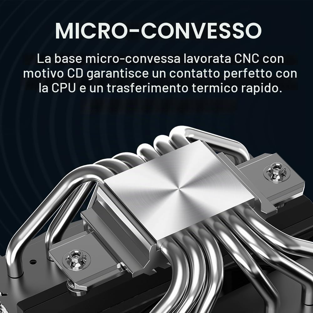 Dissip. Aria SAMA A60E, Doppia Torre, 6 Heatpipe, 265W, Intel/AMD, Argento