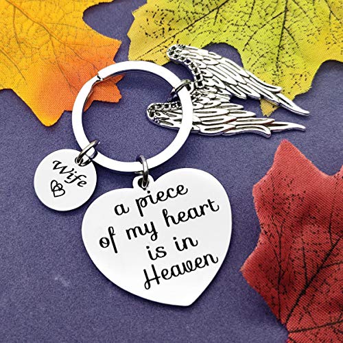 Vadaka-Wife-Memorial-Jewelry-Gift-Wife-Memorial-Keychain-Keyring-A-Piece-of-My-Heart-is-in-Heaven-Wife-Key-Chain-Wife-Girlfriend-Memorial-Gift-Remembrance-Sympathy-Gift-Loss-of-Wife-Keychain