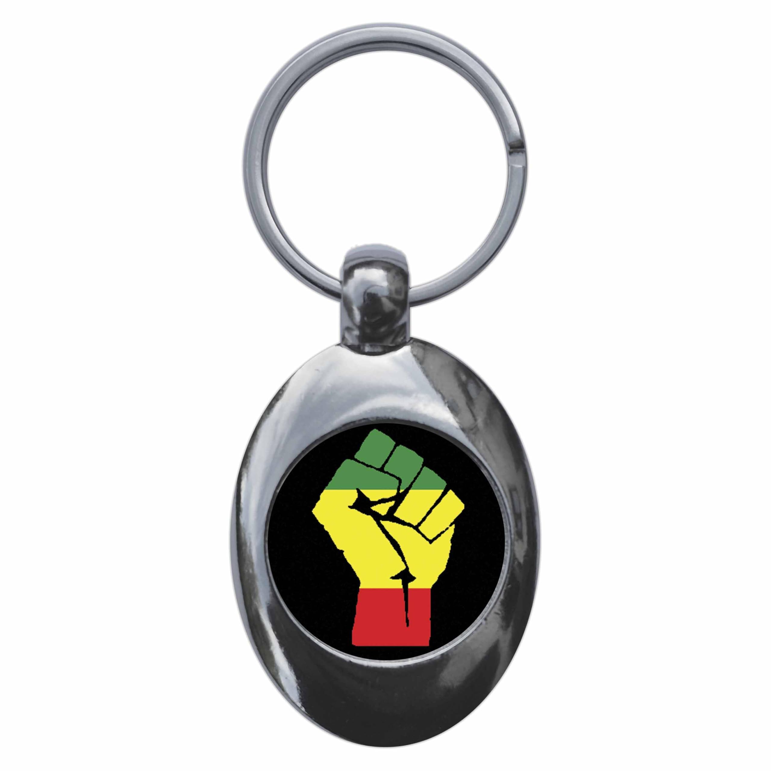 Ozorath Rasta Solidarity Fist Keyring Keychain Key Ring Chain With Trolley Coin