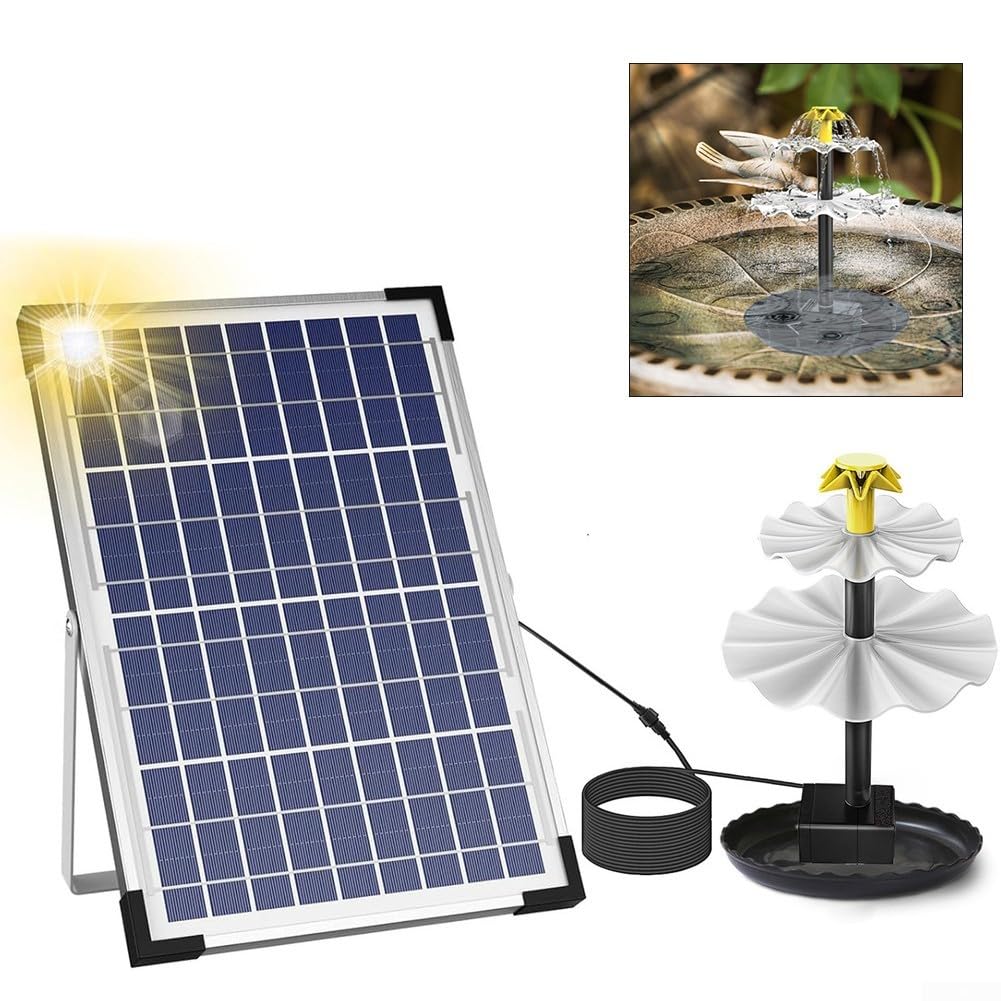 Zoegneer Solar-Springbrunnenpumpe, Wasserspiel, Vogeltränke, Outdoor-Gartendekoration, mit mehreren Düsen, einziehbarem Ständer und anpassbaren Sprühmustern, solarbetriebene Wasserzirkulation f