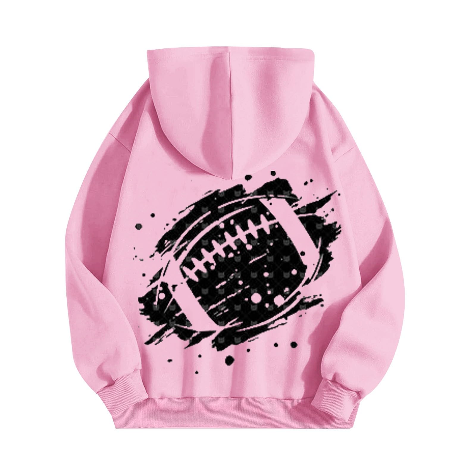 Sudaderas con capucha para mujer, de gran tamaño, color rosa, con bolsillo frontal, ropa activa, manga larga, estampado en la espalda, sudadera con capucha de tela cómoda, sudadera con capucha para