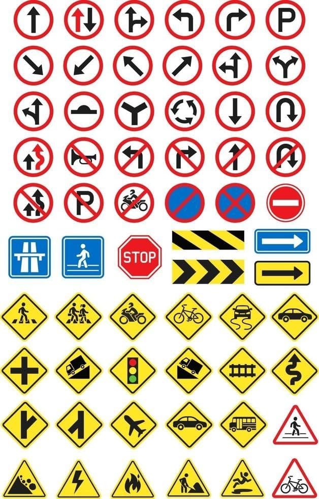 Traffic & Road Safety Sign Sticker Pack | Stop, Warning, Speed Limit, Direction & Traffic Signal Waterproof Vinyl Stickers for Laptop, Water Bottle, Journal & Scrapbook-image-1