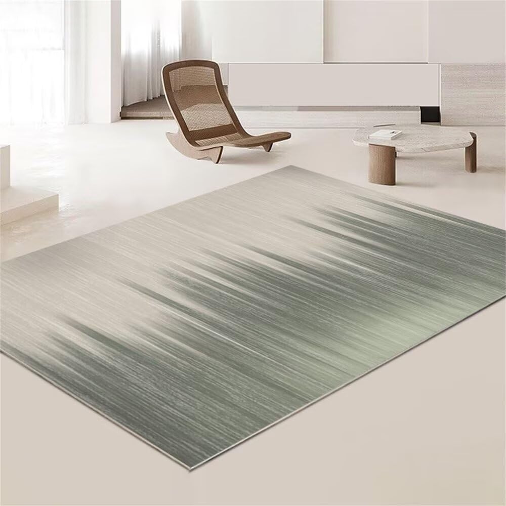 Tapis de salon vert 140x200cm à rayures modernes pour chambre