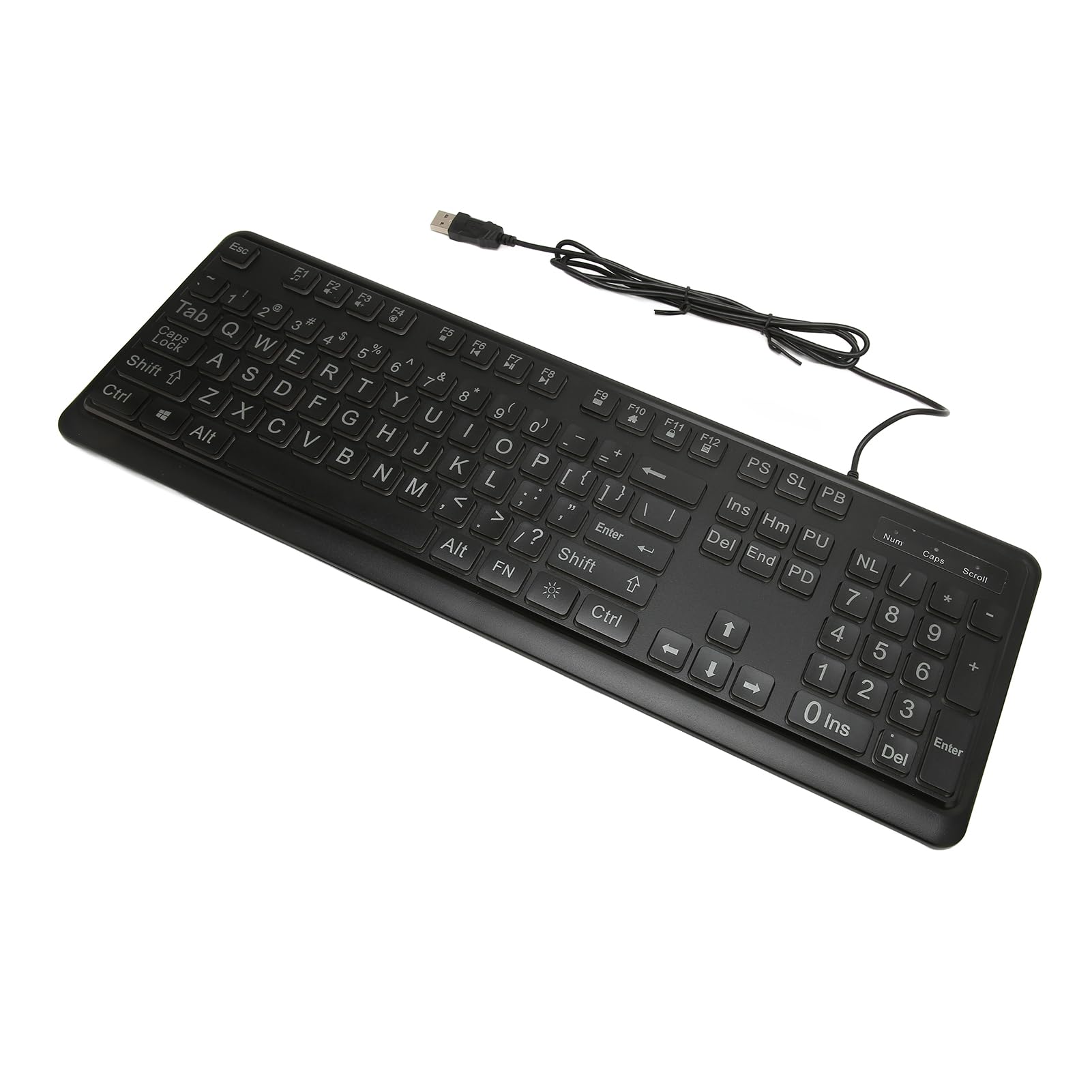 Lazmin112 Tastiera con Stampa Grande, Letter in Grassuto Grandi 104 Tasti Tastiera per Computer Retroilluminata a LED Bianca Cablata USB Standard Di Dimensioni Standard per Anziani, per