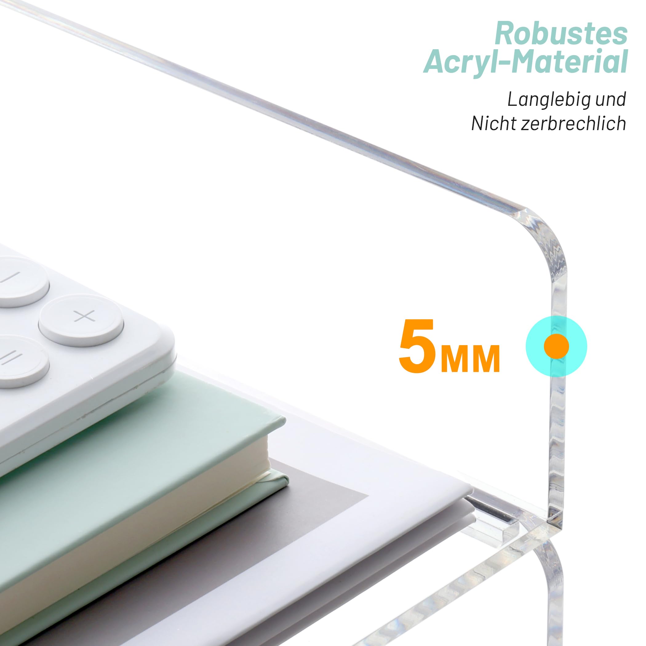 SANRUI 4er Set Dokumentenablage A4, Stapelbar Briefablage querformat aus Acryl, Stabiler Ablage Schreibtisch Organizer für Büro&Home, Moderne Ablagefächer Ablagekorb Transparent,31,5 x 22,5 x 26,5 cm