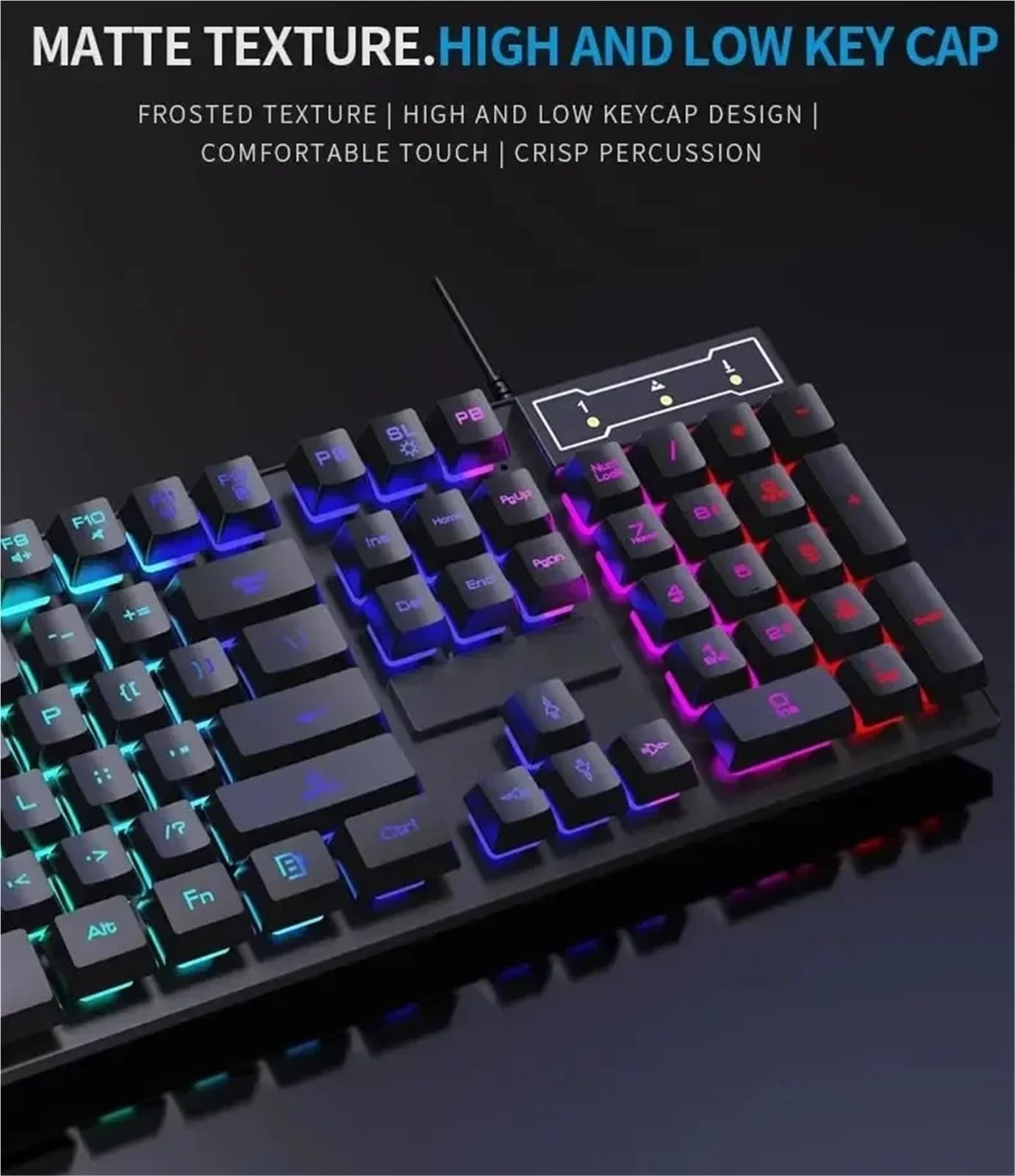 Tastiera meccanica retroilluminata a 104 tasti, tastiera da gioco con cavo, impermeabile, luminosa, per gamer, laptop, ufficio (M1)