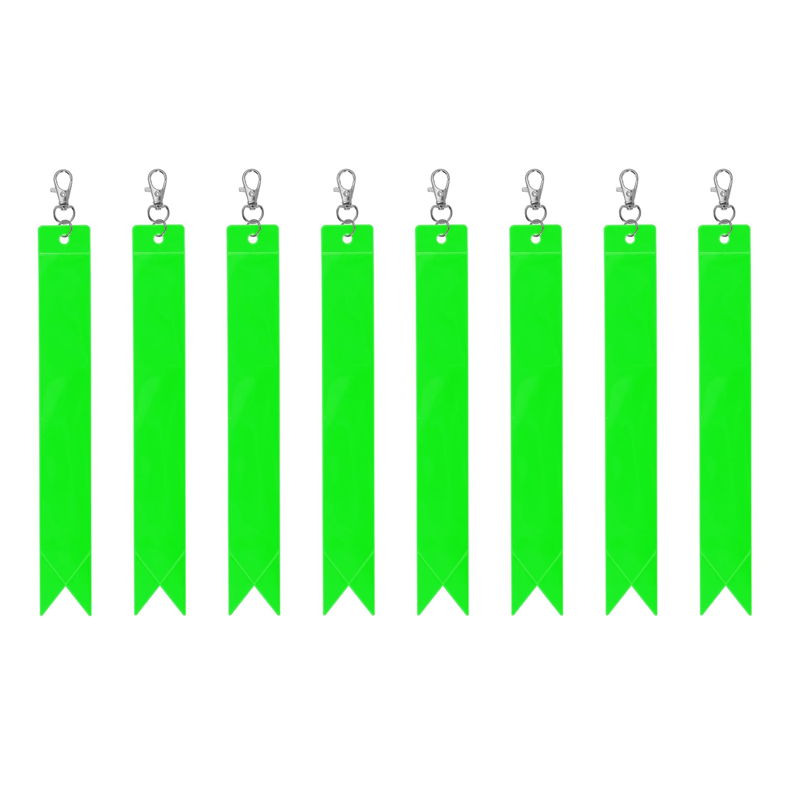 PATIKIL Safety Reflector 8"x1", 8 Pack Reflector Tag Pendant Reflective Safety Keychain Gear with Clip for Backpack Cycling Running Wheelchairs, Green