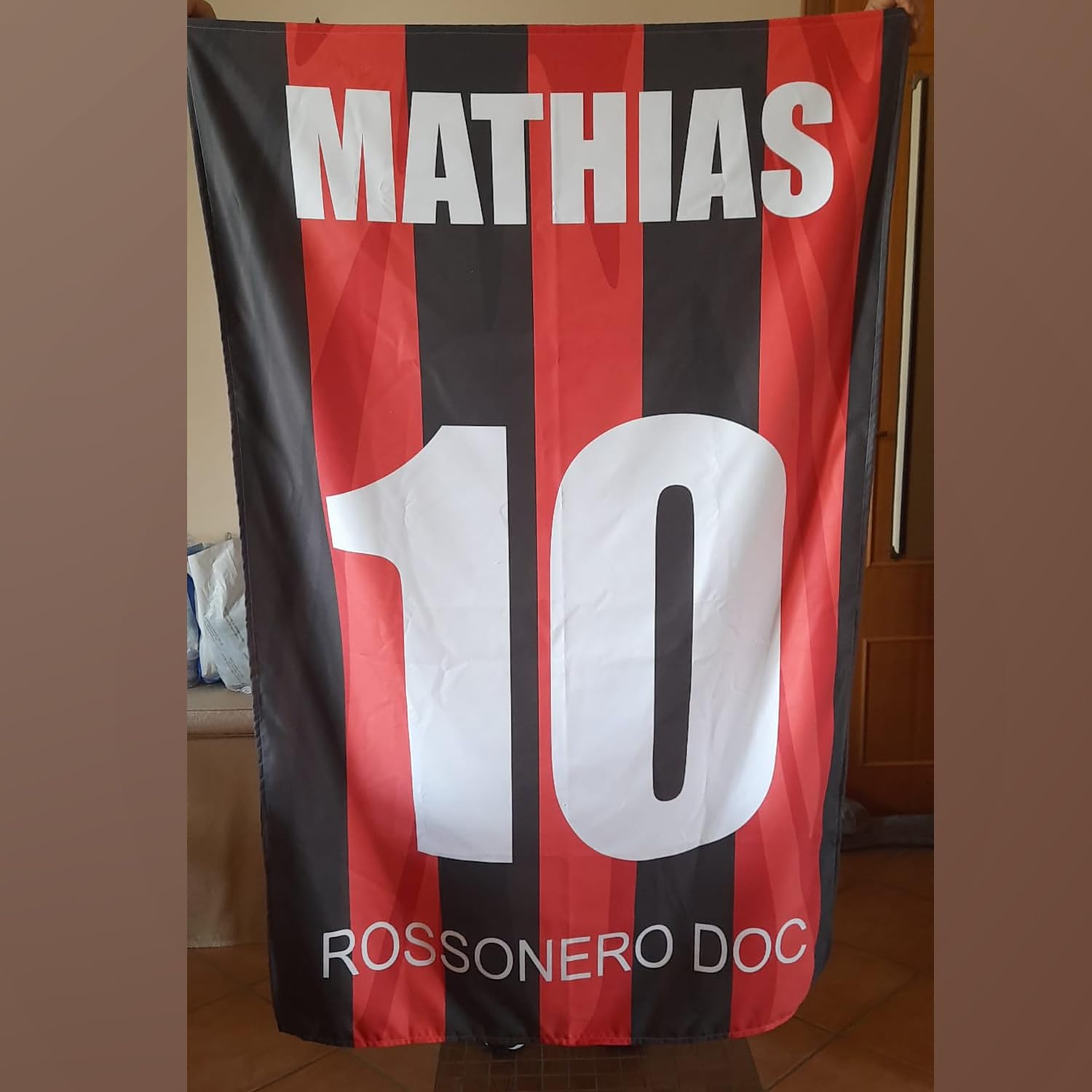 MOCHEIA SHOP Telo Mare Rosso Nero Calcio in ottima Microfibra Idea Regalo Tifoso Milanista