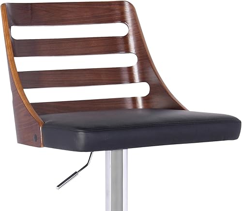 Miniatura 36 de Armen Living Taburete de bar de madera giratorio de mediados de siglo con pedestal moderno con piel sintética para encimera de isla de cocina,