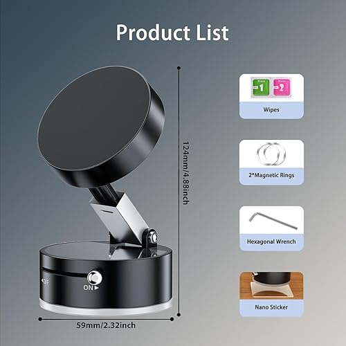 Miniatura 5 de Soporte magnético de teléfono de succión al vacío para todos los teléfonos, soportes ajustables para tu automóvil, hogar, oficina, superficies