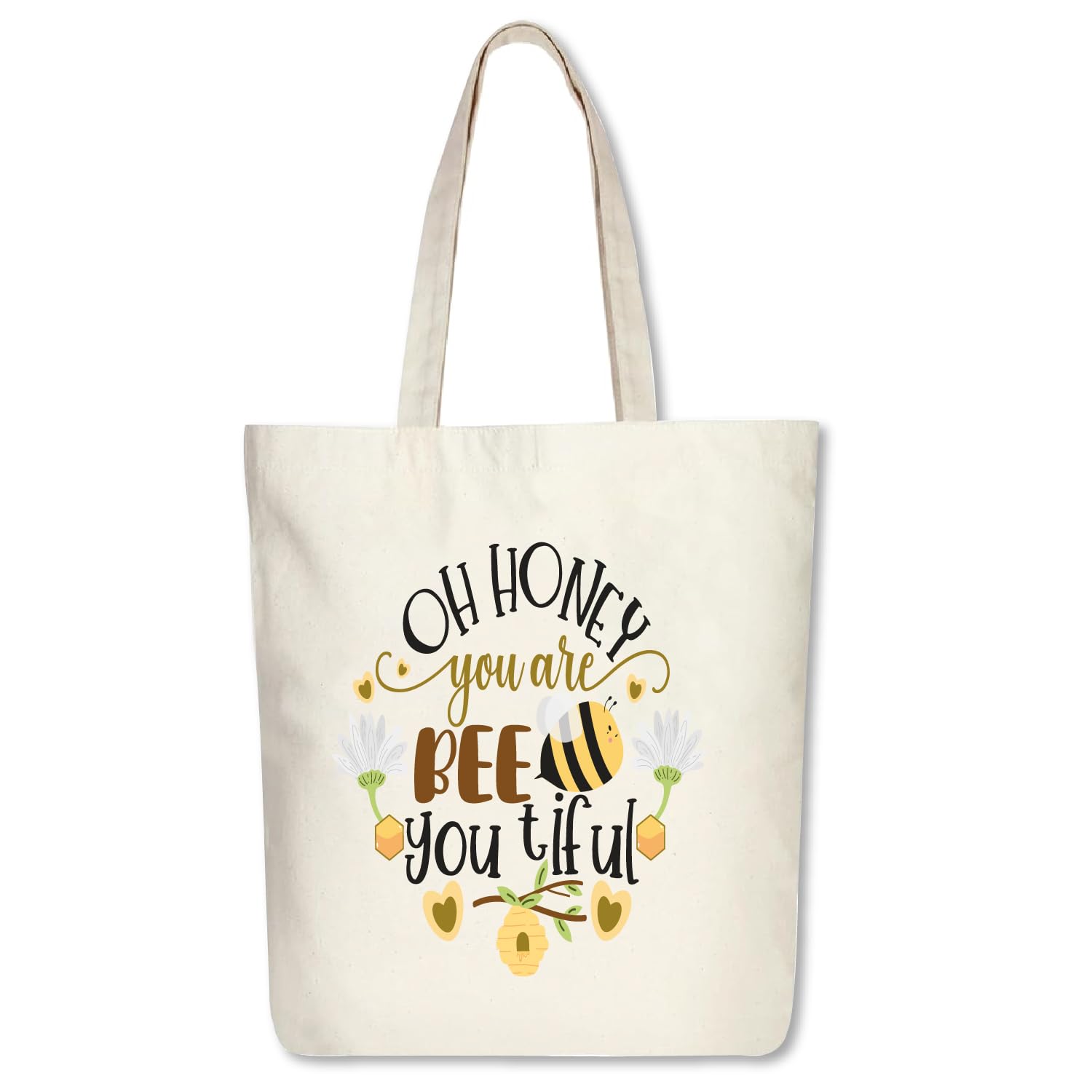 ISEE 360 Embroidery Theme Cotton Tote Bags With Zip For Men Women Office Use College Organizer Multiple compartments (Honey bee) (B0CZG1T537) Amazon Price History, Amazon Price Tracker