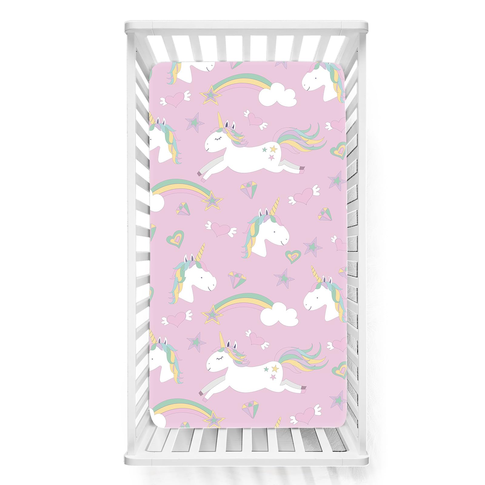 Odot Cot Bed Sheets, Cartoon Horse Print Bedside Cribs Fitted Sheets, Baby Bed Sheets Microfiber Cot Bed Mattress Protector, Bassinet Sheets, Easy Care Soft and Dureable (Pink 2,45x90 cm) โ image 1