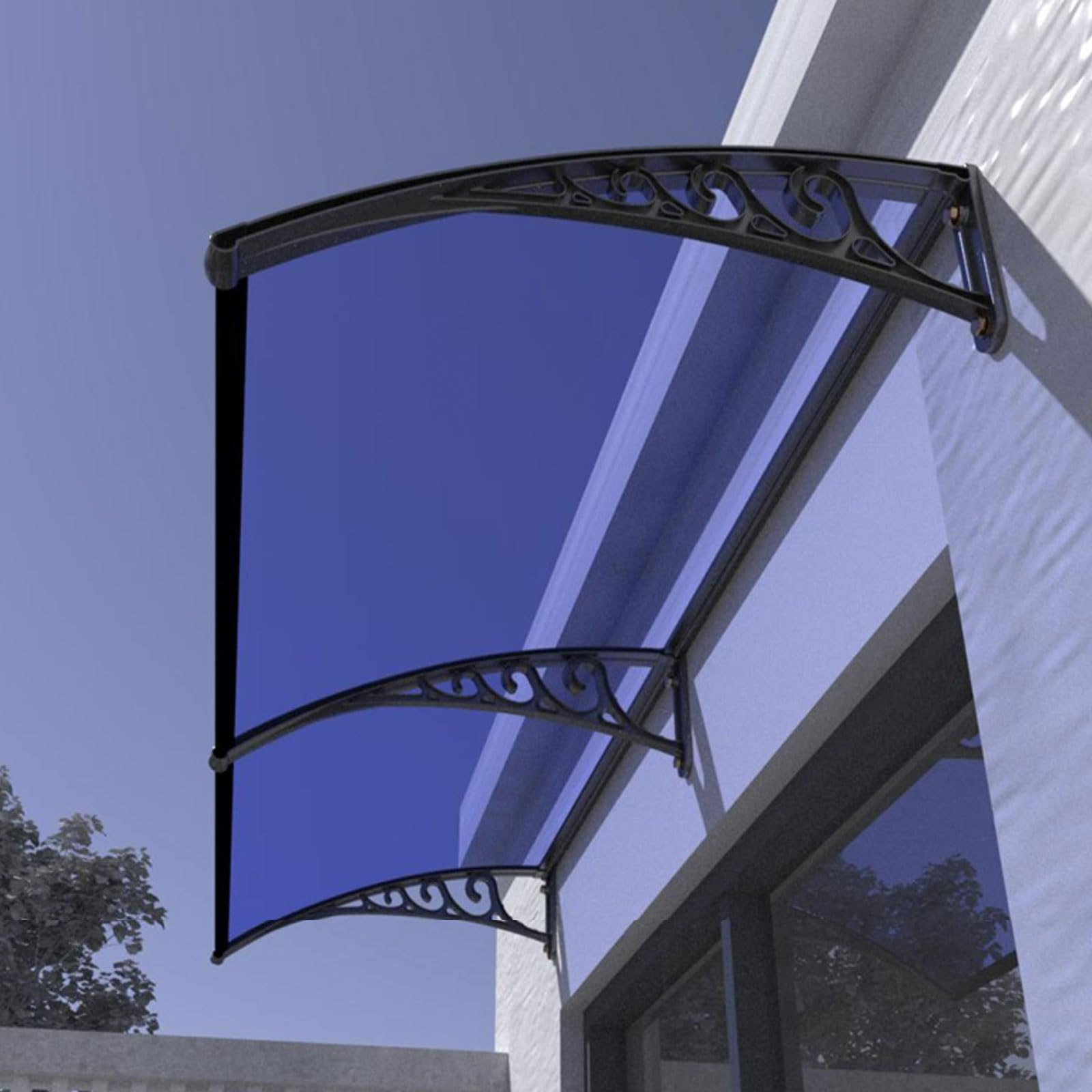LWJSOCP Blue Polycarbonate Window Awning Canopy 80x300cm Outdoor Patio r for Rain & Snow Protection Durable Exterior Shelter for Doors and Windows