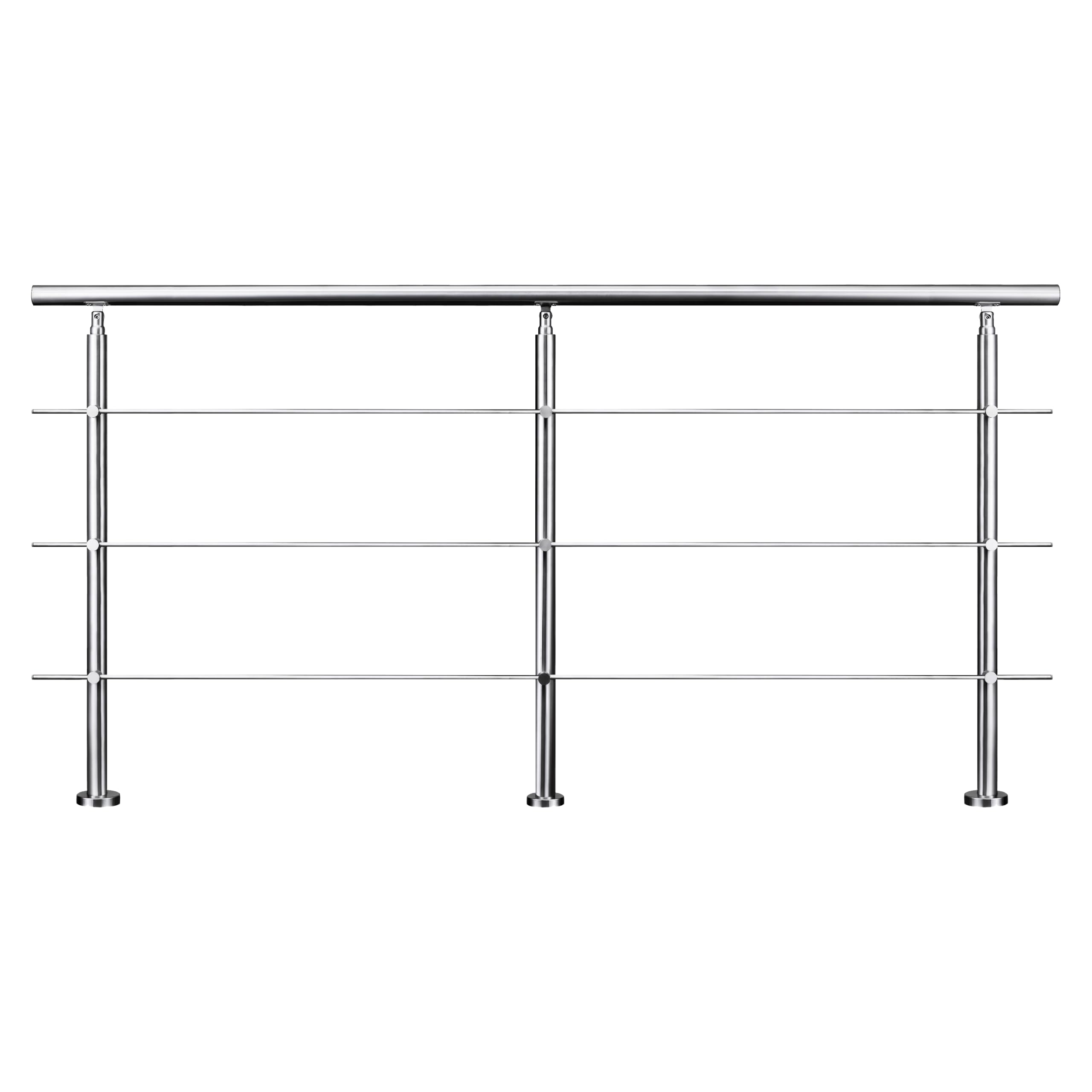 3-Bar Silver Stainless Steel Stair Handrail Safety Guardrail