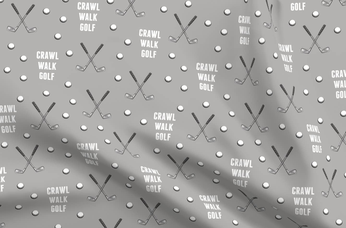Spoonflower Fabric - Walk Golf Gray Golfing Clubs Sports Themed Printed on Organic Cotton Sateen Fabric by The Yard - Sewing Quilting Apparel Home Decor