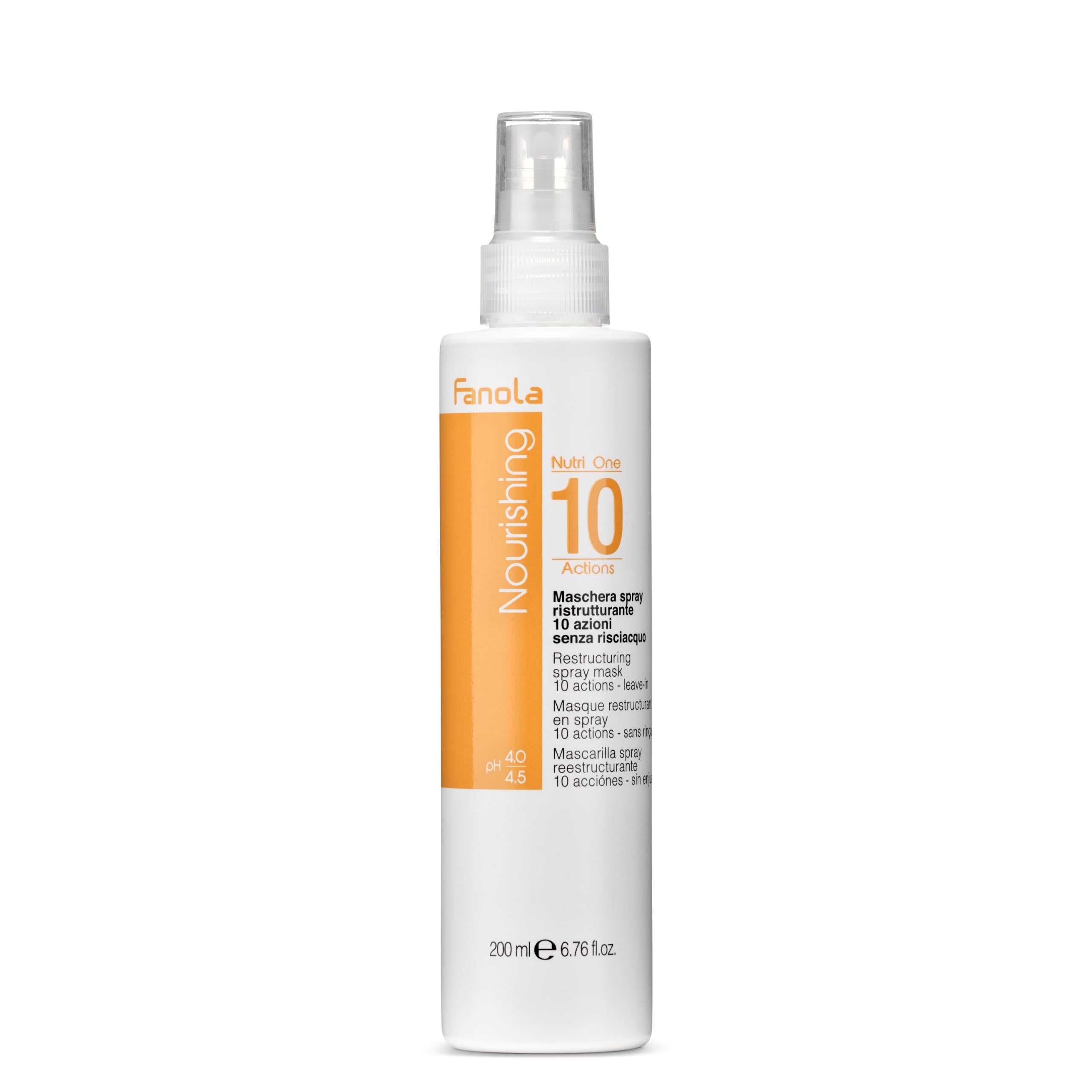 Fanola Restructuring Spray Mask 10 Actions, Nourishing Boost to Recover Softness and Shine for Dry and Frizzy Hair, Enriched Formula with Argan Oil and Milk Proteins, 200