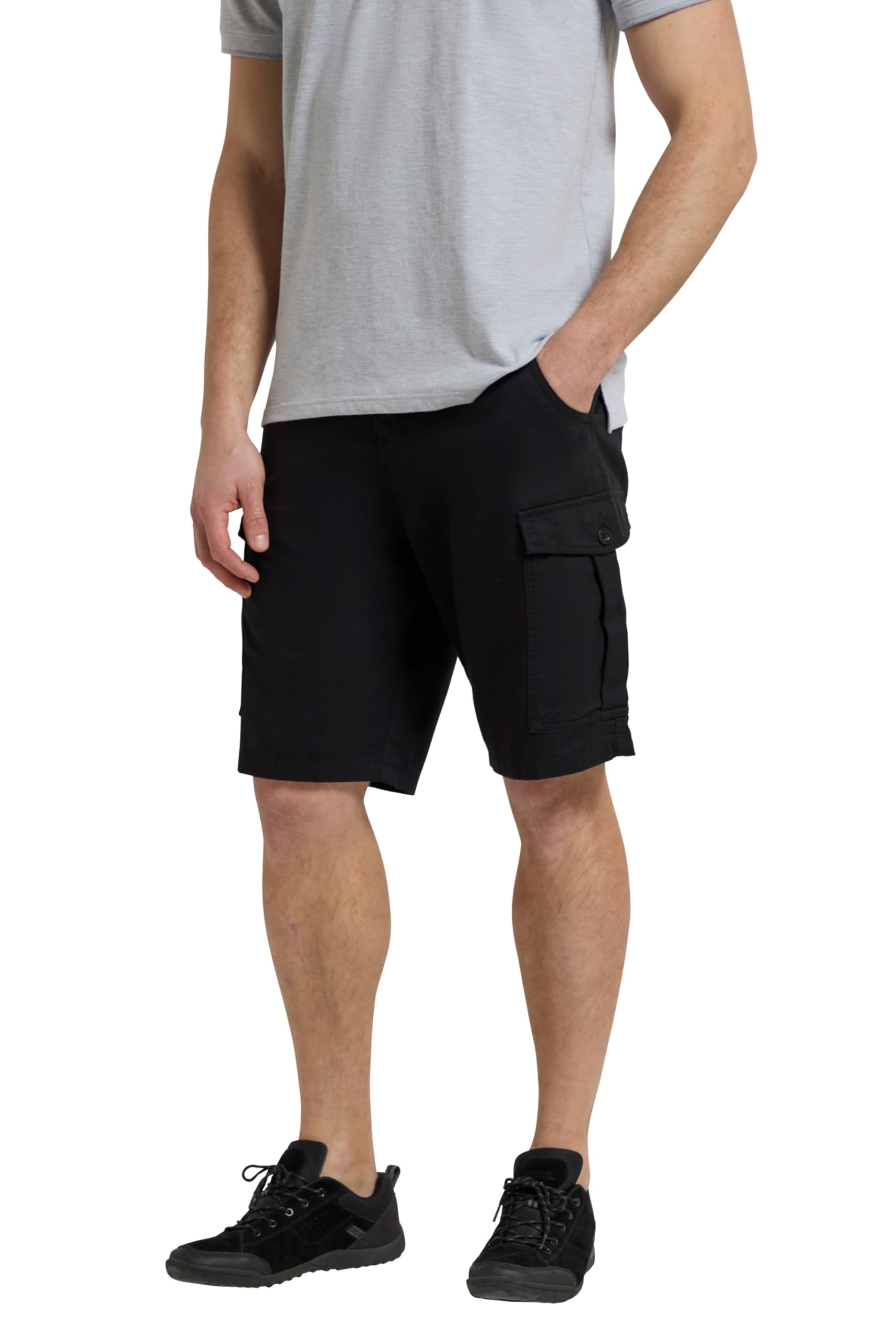Mountain Warehouse Men's Black Lakeside Shorts - 100% Durable Twill Cotton Cargo Shorts, Durable Shorts, 6 Pockets - Spring Summer, Walking, Running, Hiking & Camping W28