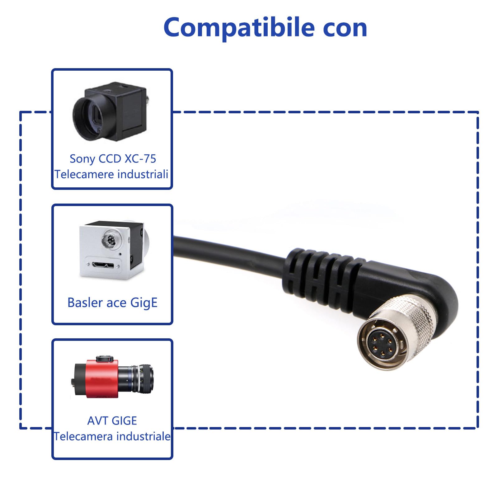 Alvin's Cables Hirose 6 Pin Femmina Angolo Retto a Open End Cavo Trigger Strobe PWS Cavo per TIS GigE Telecamere per Basler 1M