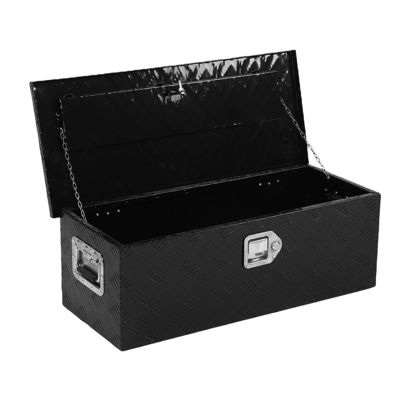 Dpofirs Tragbarer, Robuster LKW-Ladeflächen-Werkzeugkasten, Wasserdicht, Pulverbeschichtet, 64 L, für Wohnmobil-Garage Im Freien, Aluminium (BLACK)