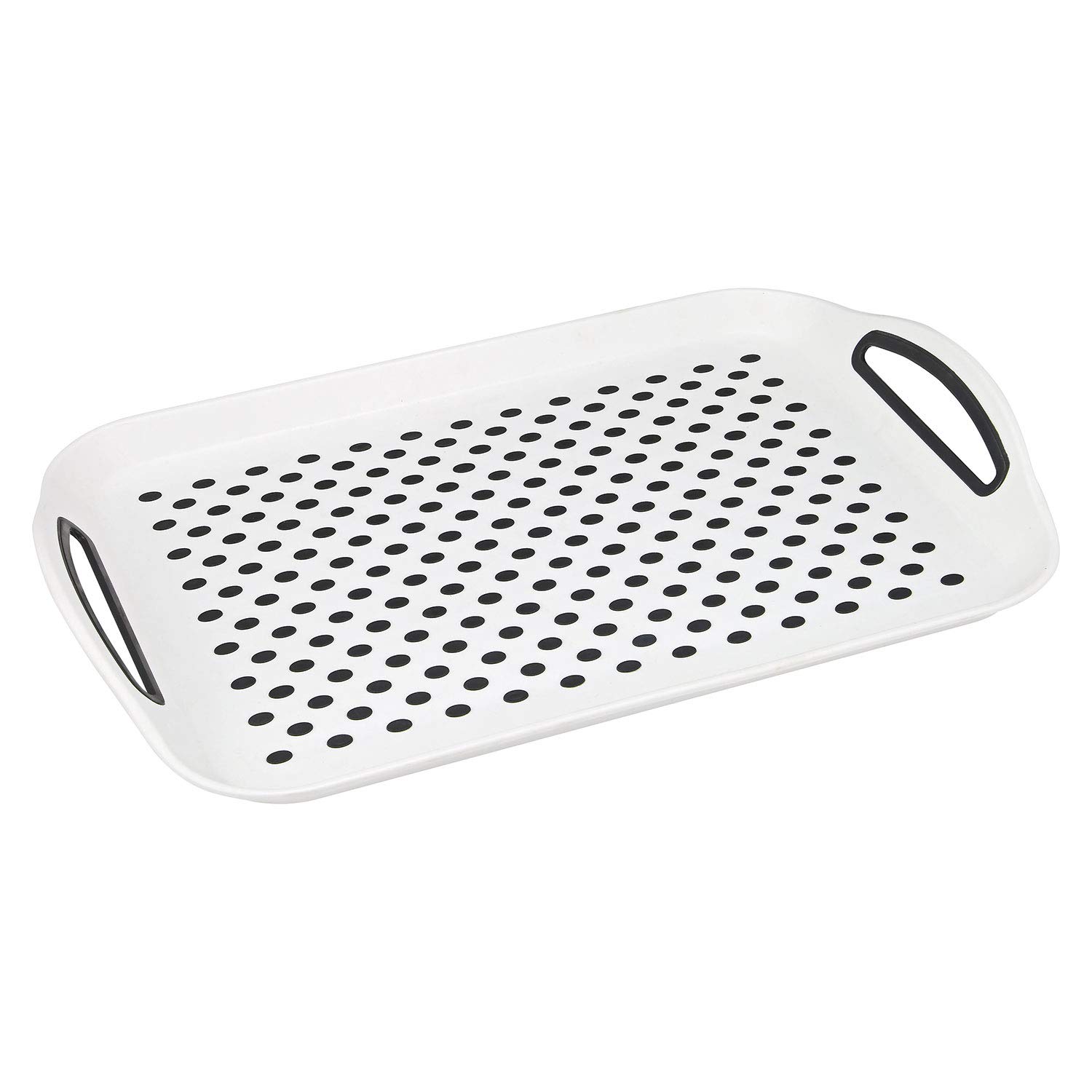 3-Pack Extra Large Anti-Slip Serving Trays With Handles – 17.7x12.5 Inch Rectangular Lap Trays | Grey Durable Plastic Trays - View #4
