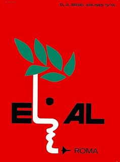 Magnet ELAL Israel Airlines Roma Rome Italy Vintage Airline Travel Art Magnet Print