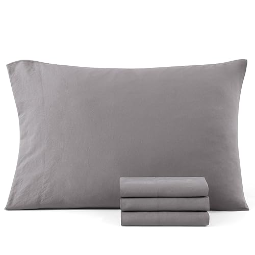 Casa Platino 4 Pack Pillow Cases - Standard Size 50x75 cm - Pre-Washed 100% Brushed Microfiber with Envelope Closure – Wrinkle Resistant and Soft - Grey - 50 x 75 cm (4 Pack) - Grey