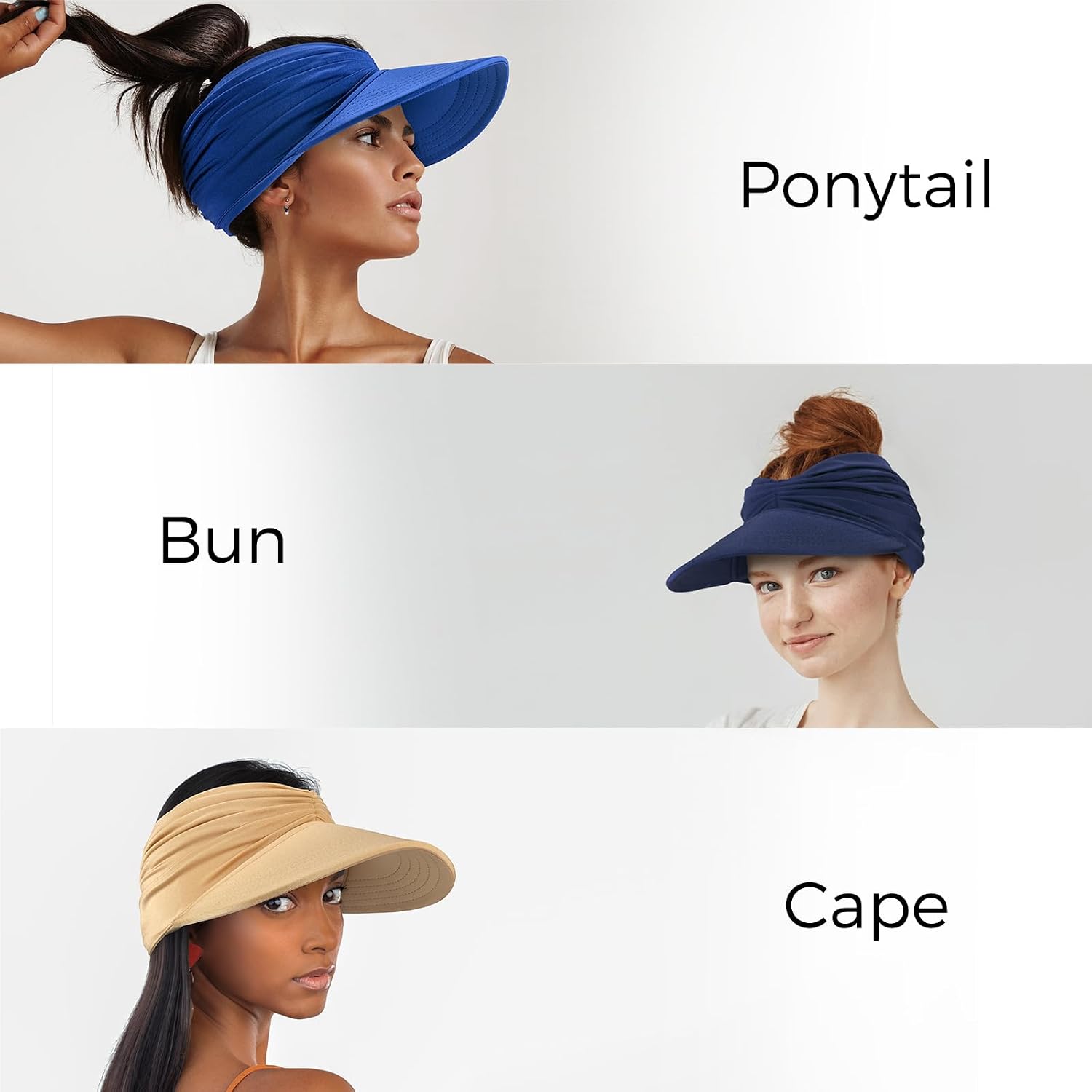 Sun Visor Hats for Women, Summer Visor Cap Adjustable Beach with Wide Brim for Sports Travel Hiking