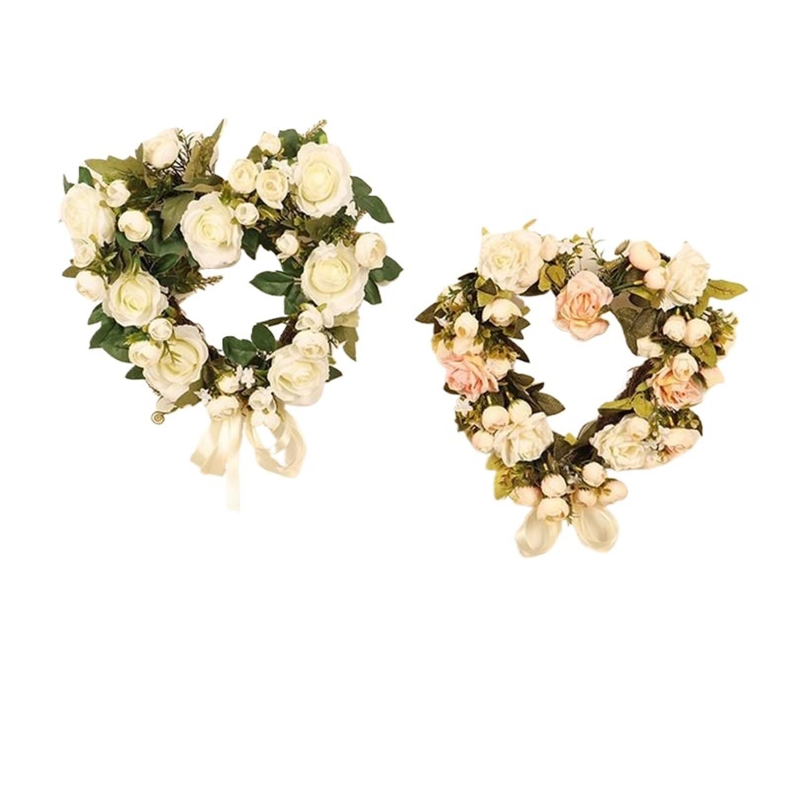 Couronne pour Porte Couronne de Roses la Saint-Valentin Printemps Florale 15,7 Pouces avec Rose Panneau Porte d'entrée Artificielle