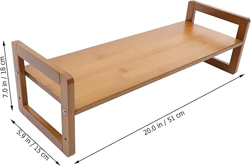 Miniatura 6 de UKCOCO Estante elevado para computadora de madera, soporte para computadora de dormitorio, artículos esenciales para la habitación, soporte de