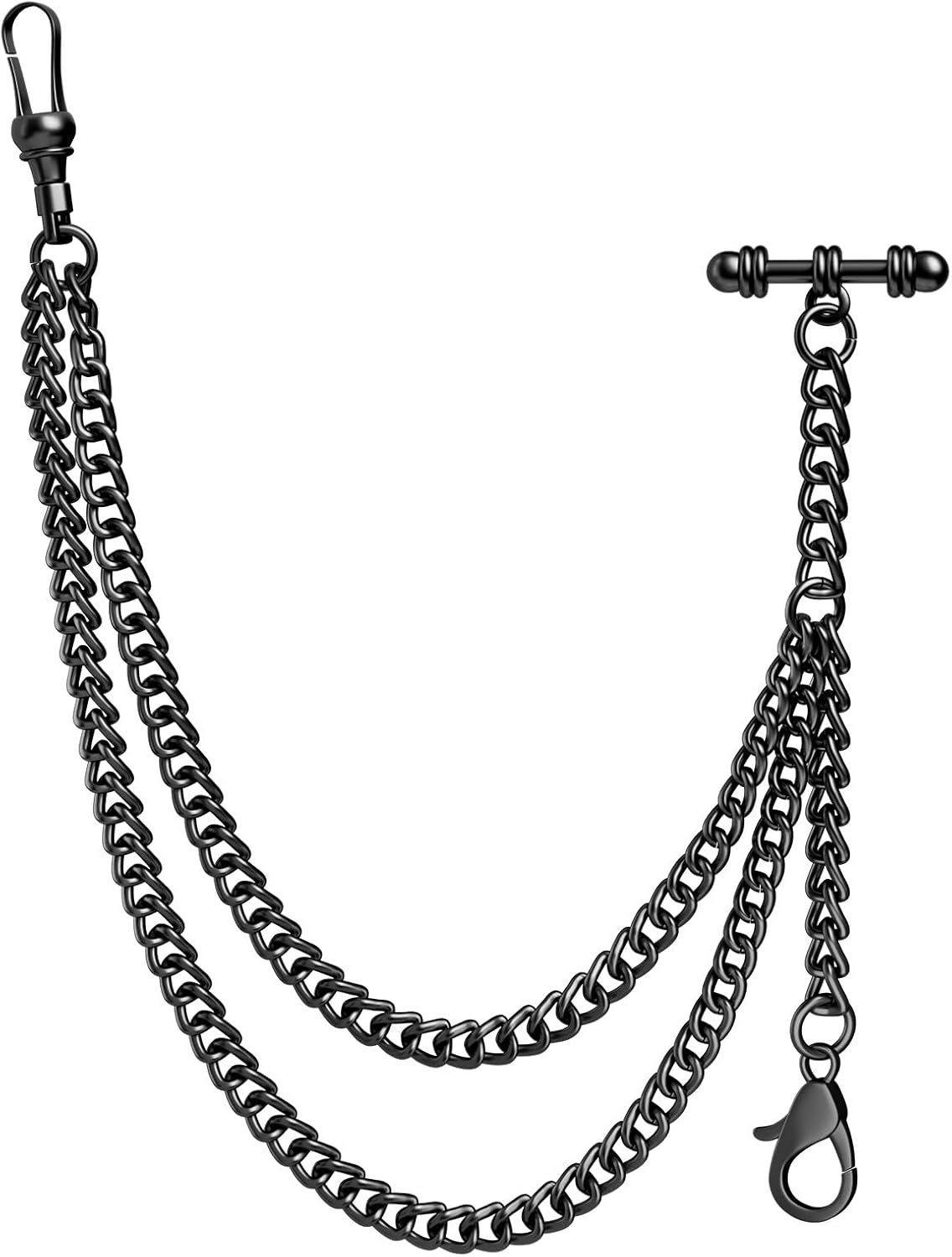 Handmade Pocket Watch Chain，Watch Chain Men, Double-Layer Design, with Two Hooks, Halloween, Thanksgiving and Christmas Vests and Formal Clothes Accessories
