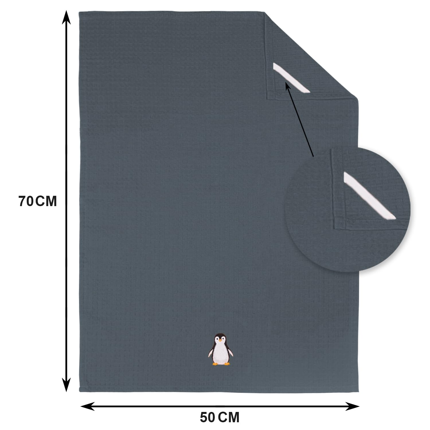 YOGAN Tea Towels/Kitchen Towels Pack of 4, Steel Gey, 50 x 70 cm - Image 2