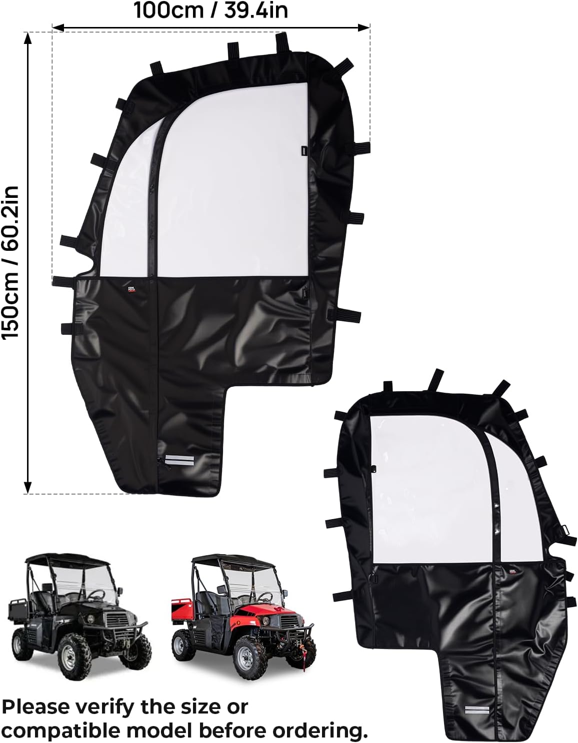 KEMIMOTO Soft Cab Enclosure, Laminated Fabric Tear-Resistant UTV Parts Compatible with Hisun Sector 400,Coleman UT400,Massimo MSU400, Side Window Accessories Water & Windproof (Fit for Side Mirrors)