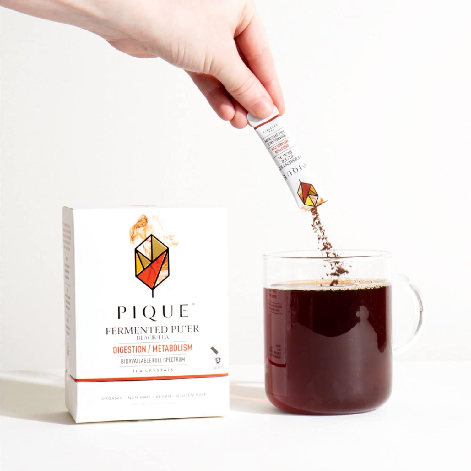 Pique Organic Fermented Black (Ripe) Pu'er Tea - Support Healthy Metabolism, Digestion - 28 Single Servings (1 Pack)