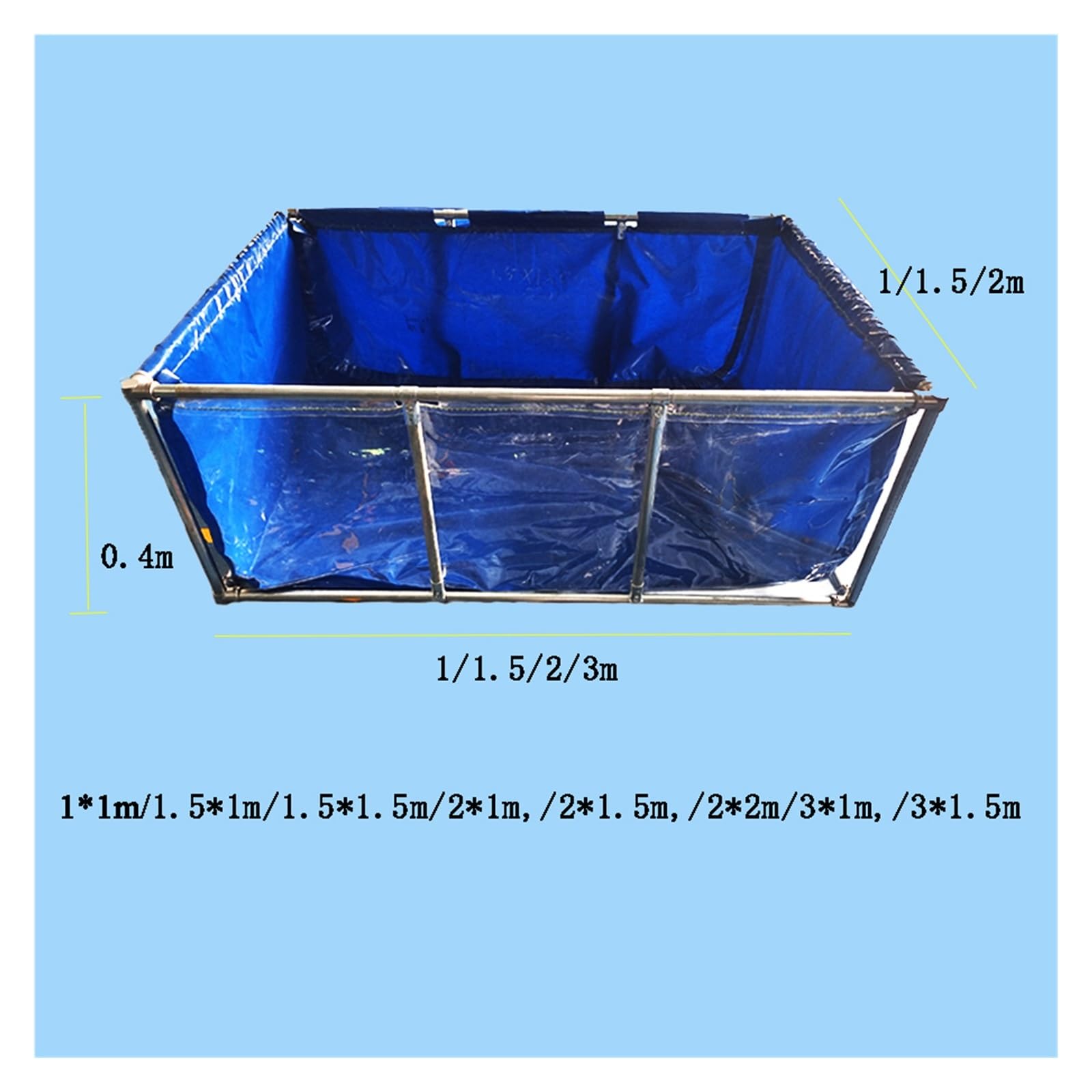 Estanque de peces sobre el suelo, gran piscina de acuicultura de lona transparente para sostener y ver temporalmente, duradera y fácil de instalar para uso en interiores y exteriores