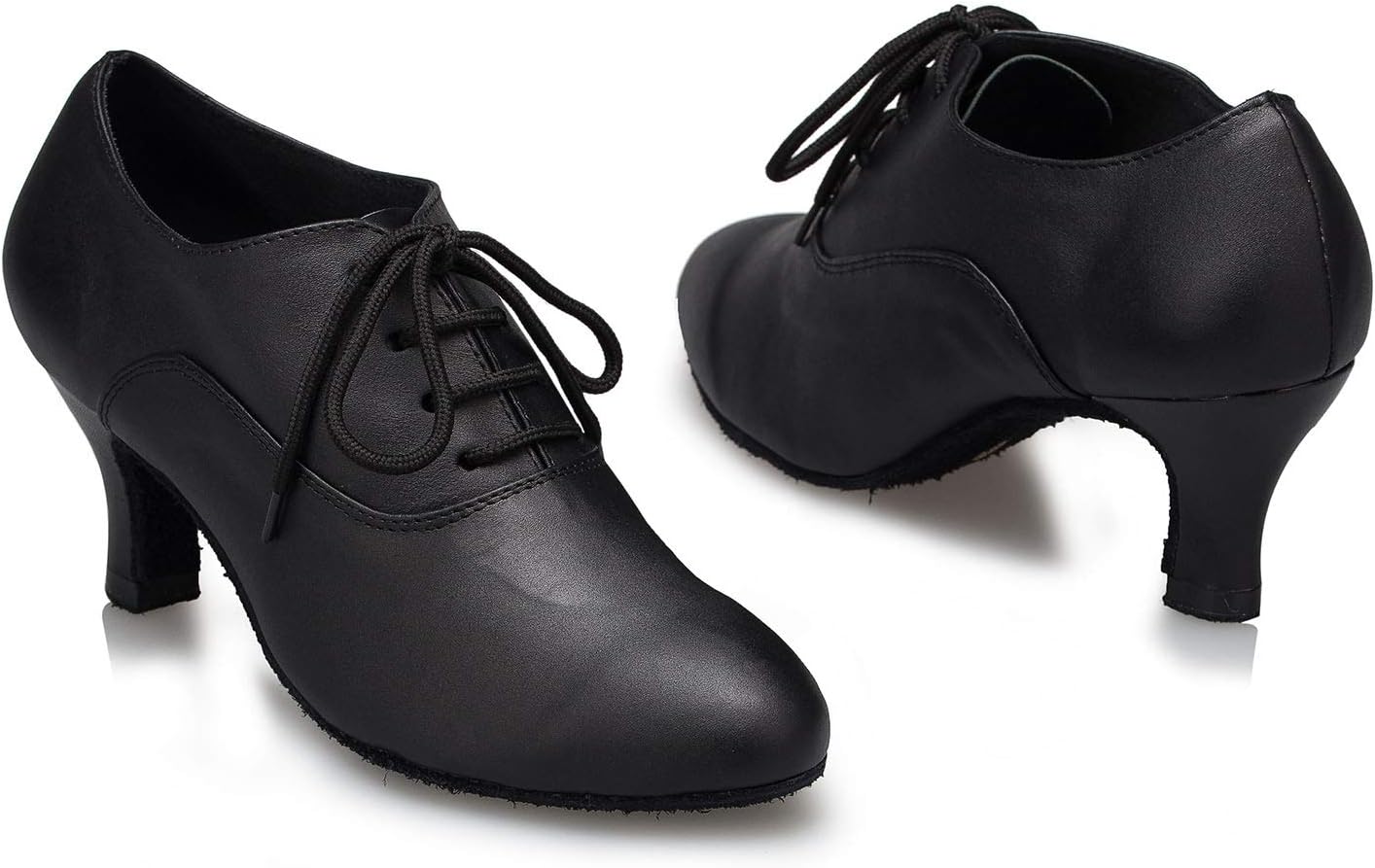 Leather Practice Dance Shoes for Women Ballroom Latin Salsa Teacher Shoes Lace-up Modern Dance Shoes,Modle YCL159