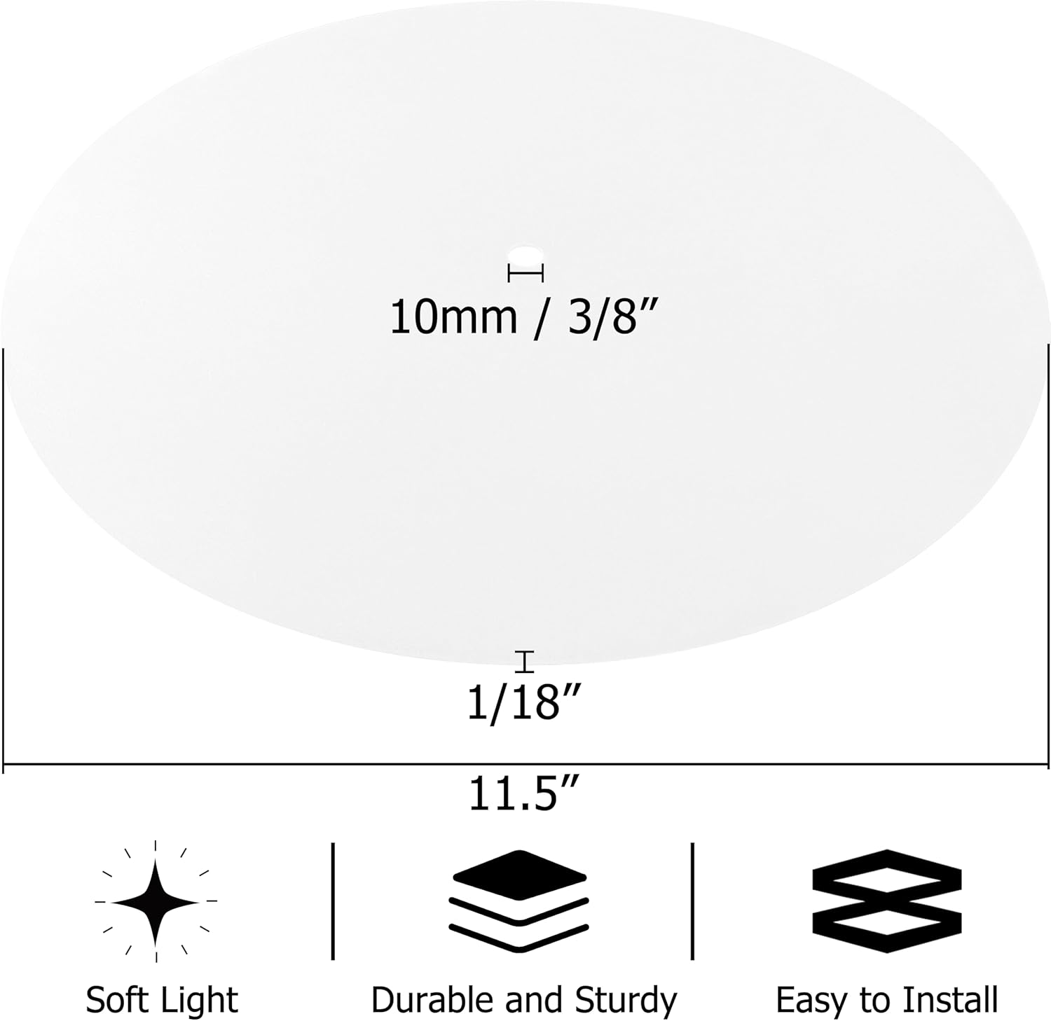 GOSO 2 PCS Round Lamps Shades Diffuser 11.5" Diameter with 3/8" Center Hole- Lampshade for Table Lamps Pendants Light Lampshade Fits 12-15" Openings Frosted Frosted White Acrylic Drum Diffuser Shades