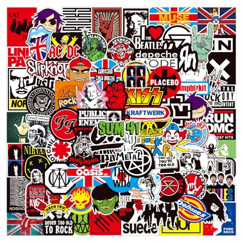 Autocollants de Rock Roll, 100 pièces Autocollants Rock Band, Musique Vinyle Sticker Bomb Pack,...