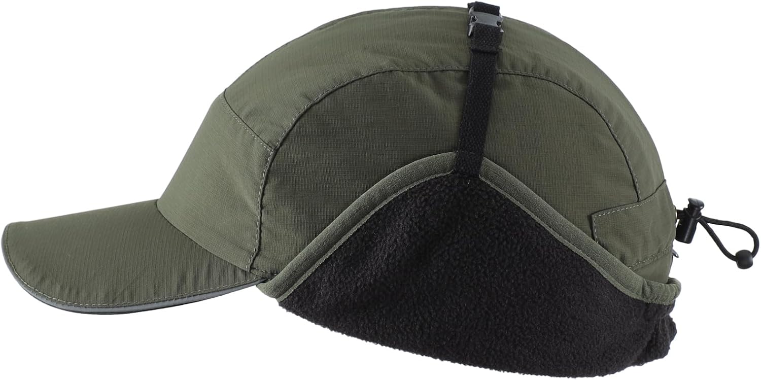 Home Prefer Mens Winter Hat with Earflaps Baseball Hat Warm Fleece Lined Earflaps Water Resistant Trapper Hat with Visor - Image 2