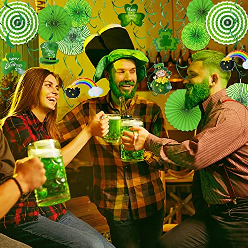 TURNMEON 42 Pack St. Patrick's Day Party Decorations Green Paper Fans Hanging Ceiling Foil Swirls Lucky Shamrocks Leprechaun Cutout St.Patrick's Day Decorations Indoor Home Irish Party Supplies by TURNMEON - Image 6