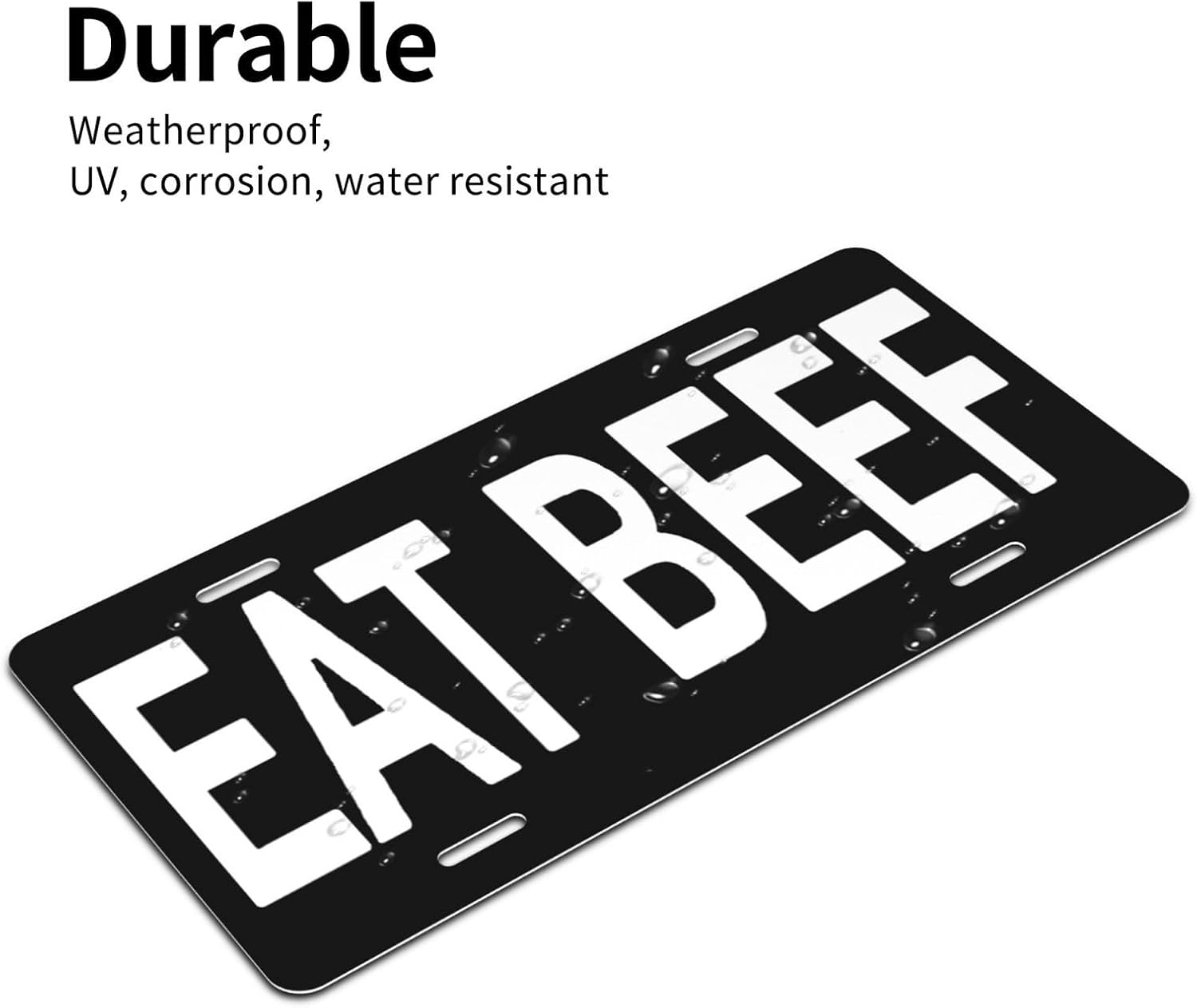 EAT Beef License Plate - Carnivore BBQ Enthusiast 12x6 Aluminum Waterproof Grill Decor Gift