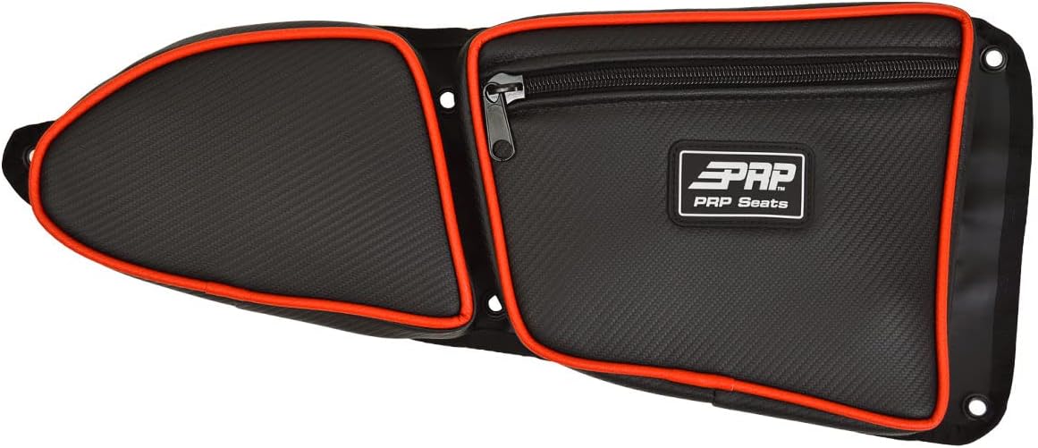 PRP Seats E37-214 Carbon Fiber Red Passenger Side Door Bag with Knee Pad