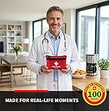Protect Life Doctor Developed Mini First Aid Kit, 100 Piece Waterproof Emergency Kit for Car, Boat, Camping & Travel, Includes Emergency Blanket, Tourniquet & First Aid Guide