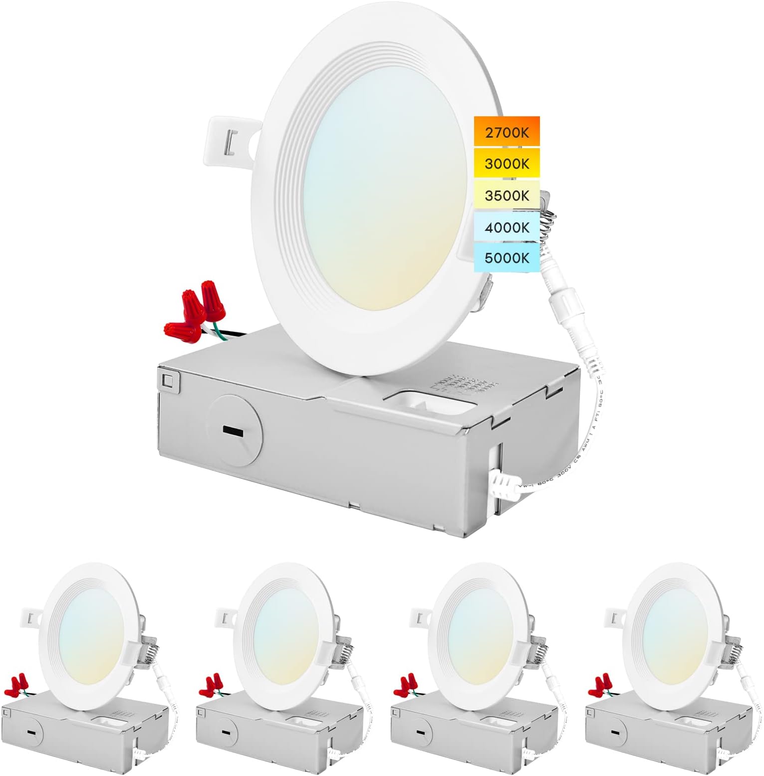 LUXRITE 4 Inch Ultra Thin LED Recessed Lighting, 10.5W, 5 Color ...