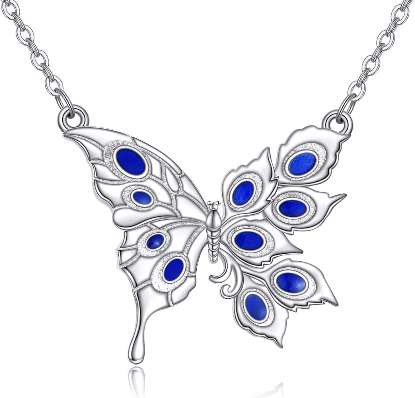 VONALA Butterfly Necklace Peacock Feathers for Women 925 Sterling Silver Pendant Necklace Vintage Western Butterfly Jewelry Birthday Gifts 