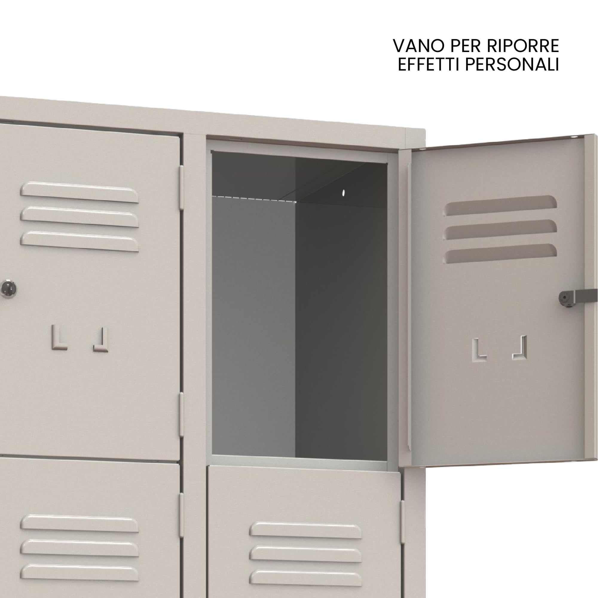 XLOCKERS Armadio Casellario in Metallo per Ufficio, Scuola, Palestra - 8 Posti Salvaspazio con Serratura e Chiave, Made in Italy, Grigio RAL 7035, 61,5x50x180 cm