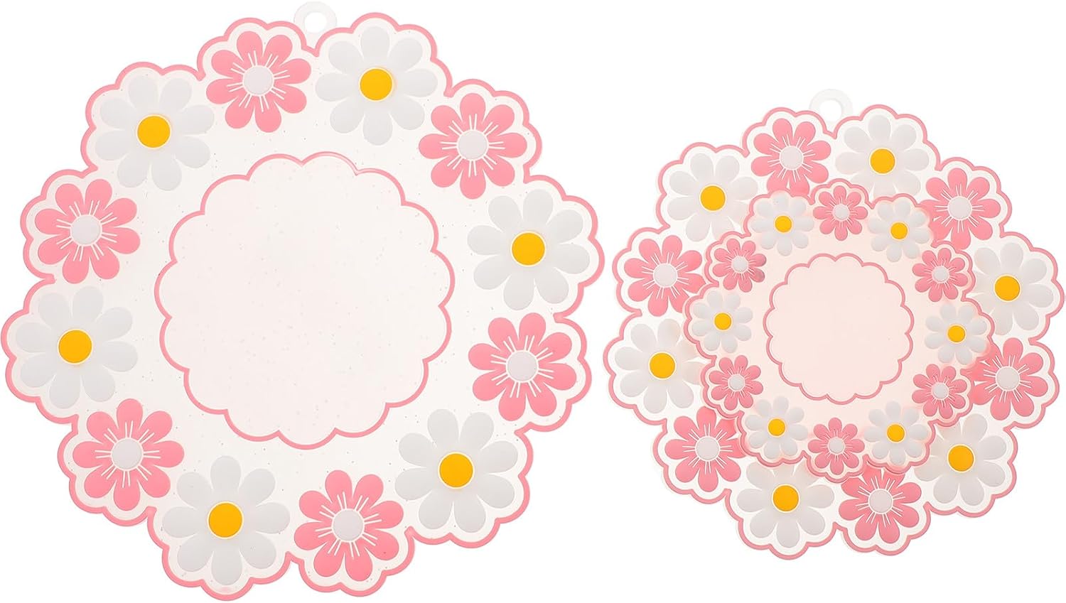 Xmas 3pcs Pink Flower Silicone Hot Dish Holder Bowl Trivet