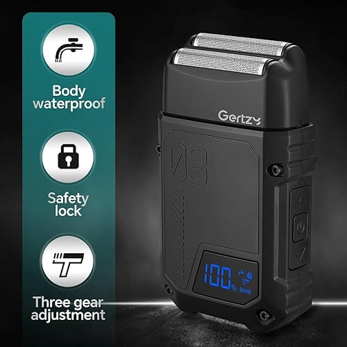 Miniatura 5 de Gertzy Afeitadora eléctrica para la cara de los hombres, afeitadora inalámbrica para barba, resistente al agua en seco y húmedo, afeitado ajustable
